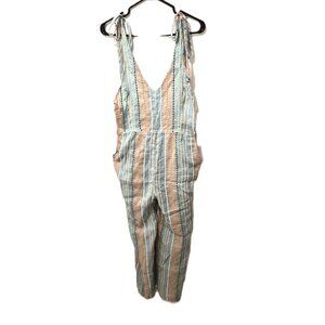 That’s it Cotton Striped Romper Size M Boho Vacation Vibes Natural Fiber Coastal